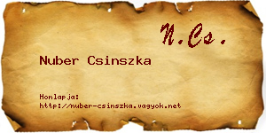 Nuber Csinszka névjegykártya